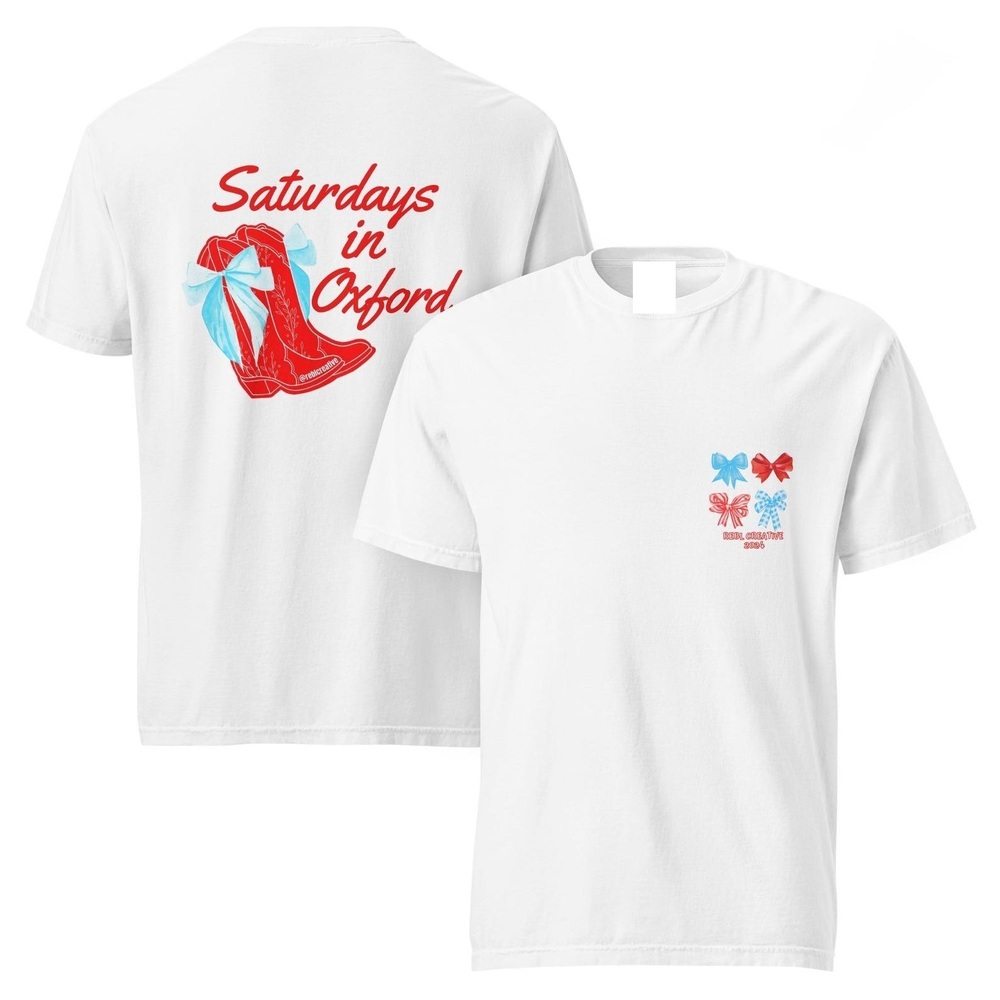Saturdays In Oxford - Red And Blue Graphic Game Day Tee 2 Sided